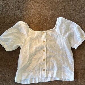 NWOT everlane linen puffed sleeve top white